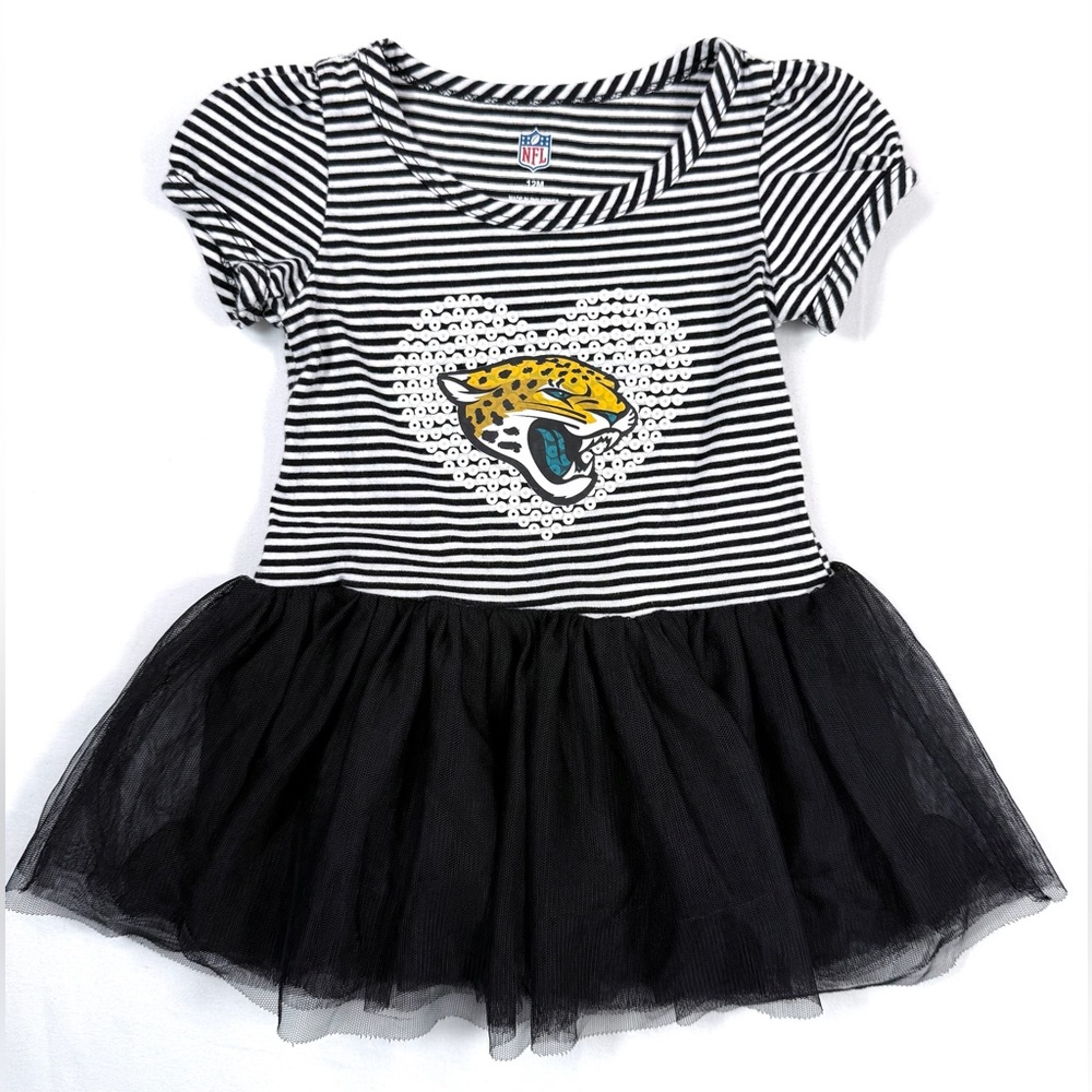 NFL Toddler Jacksonville Jaguars Dress 12M Striped Heart‎ Cheerleader Inspired
